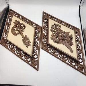 Vintage Dart Wall Decor Diamond Mid Century Kitsch - set of 2